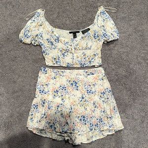 White floral Top and skort matching set